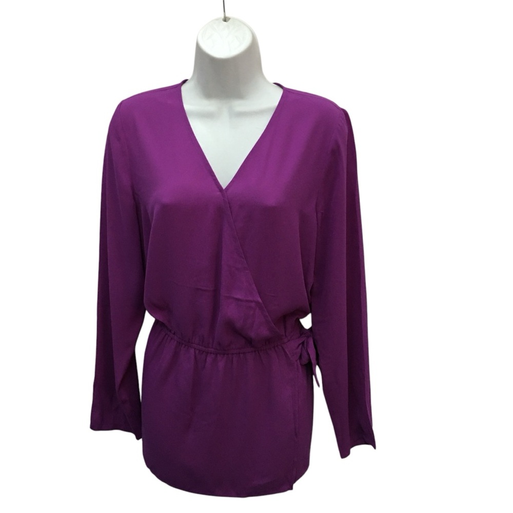 The Limited Purple Surplice Side Tie Faux Wrap Top - Women’s Tall Medium NWOT